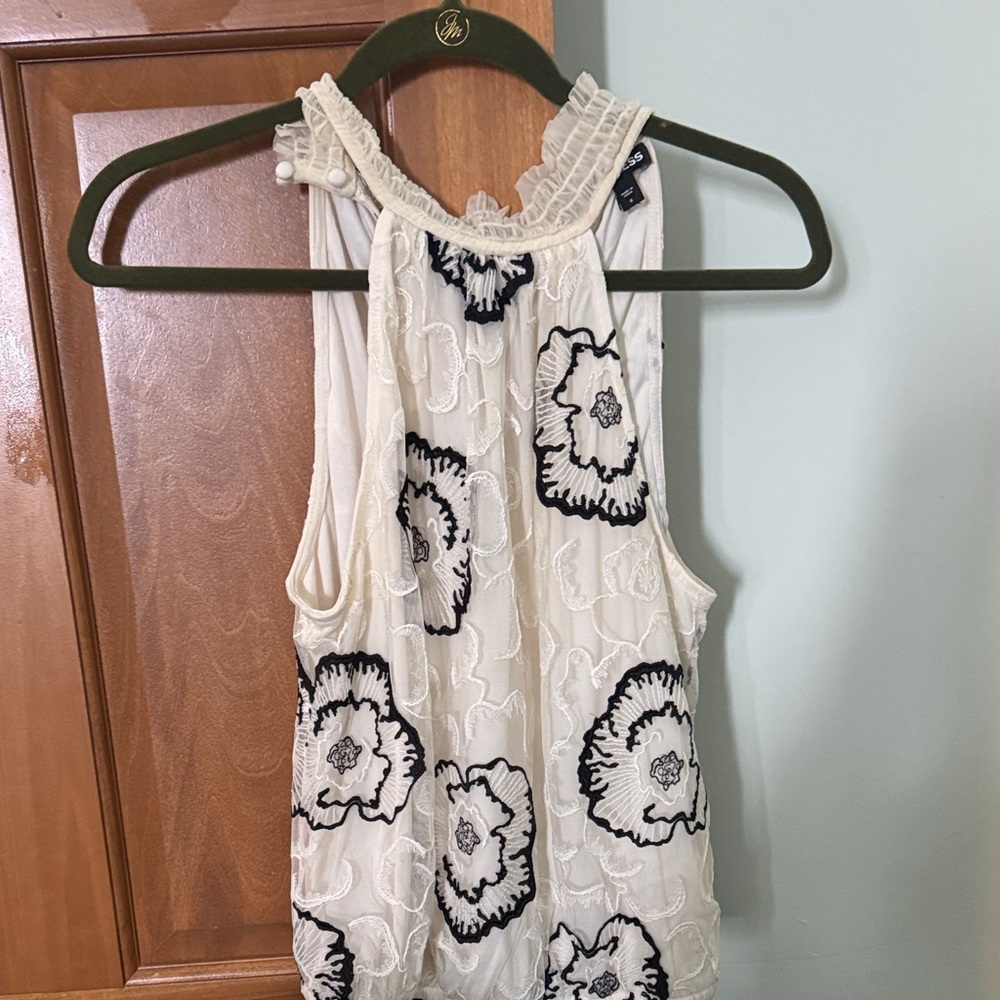 Express Cream and Black Floral Blouse